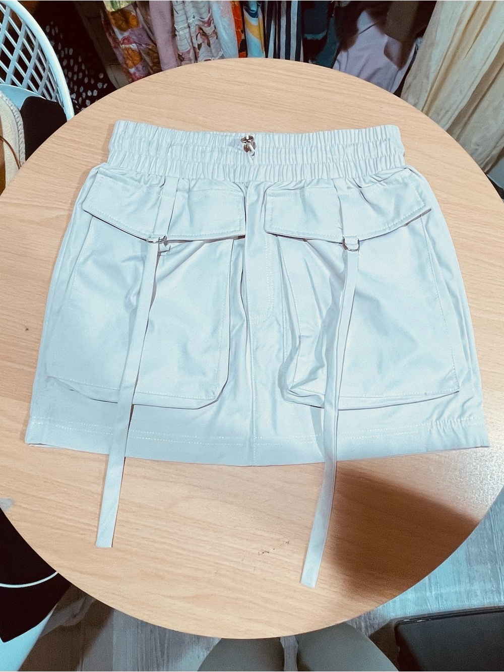🖤 SHEIN Khaki Utility Pocket Skirt with Drawstring Details and Elastic Waist